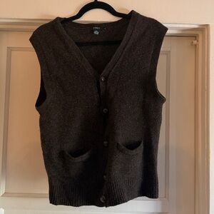 J. Crew Men's Dark Brown Lambswool button up sweater vest xl